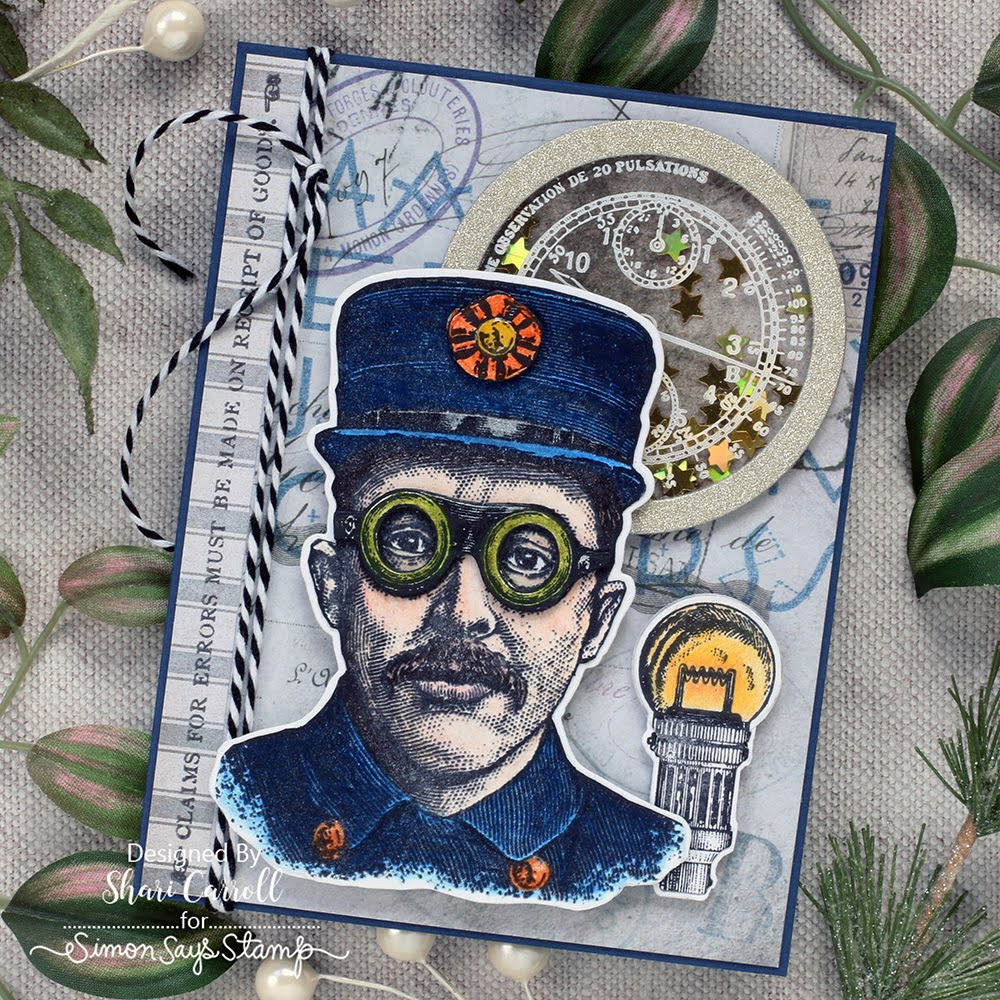 Tim Holtz Cling Rubber Stamps The Inspector cms465 shaker clock