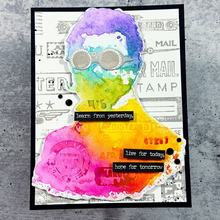 Tim Holtz Cling Rubber Stamps The Professor 2 cms395 watercolor man