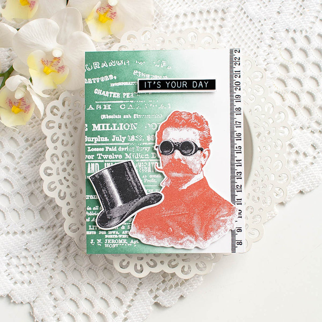 Tim Holtz Cling Rubber Stamps The Professor cms373 ruler