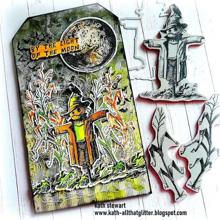 Tim Holtz Cling Rubber Stamps The Scarecrow cms451 corn shocks tag kath stewart