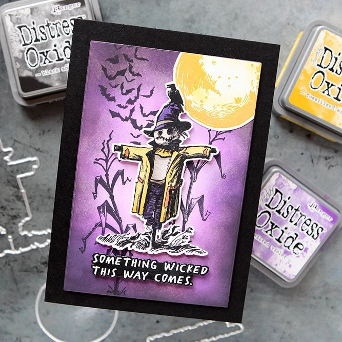 Tim Holtz Cling Rubber Stamps The Scarecrow cms451 full moon halloween card cathy zielske