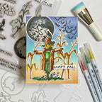Tim Holtz Cling Rubber Stamps The Scarecrow cms451 full moon happy fall card