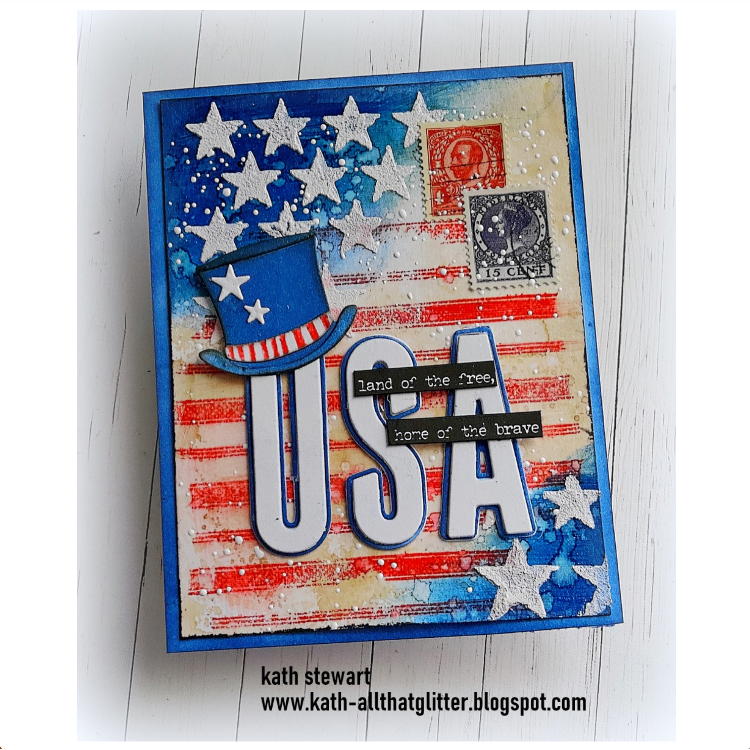 Tim Holtz Cling Rubber Stamps Ticking and Grain cms475 land of the free card kath stewart | color-code:ALT07