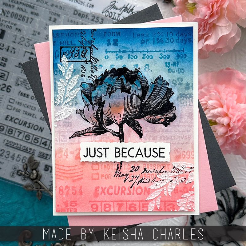 Tim Holtz Cling Rubber Stamps Tidbits cms488 pink and blue