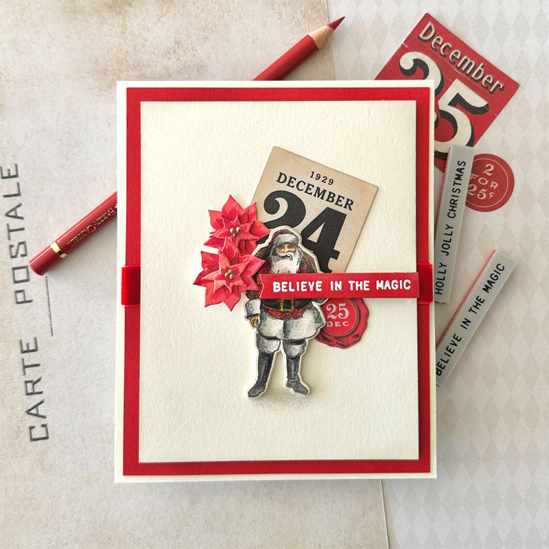 Tim Holtz Cling Rubber Stamps Tiny Text Christmas cms424 believe in magic santa card