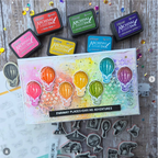 Tim Holtz Cling Rubber Stamps Tiny Things cms164 rainbow hot air balloons card kulbir kirkland