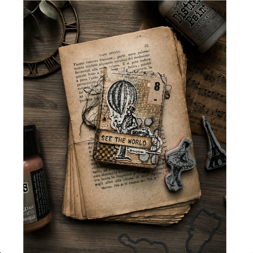 Tim Holtz Cling Rubber Stamps Tiny Things cms164 see the world card zoey scarpelli | color-code:ALT01