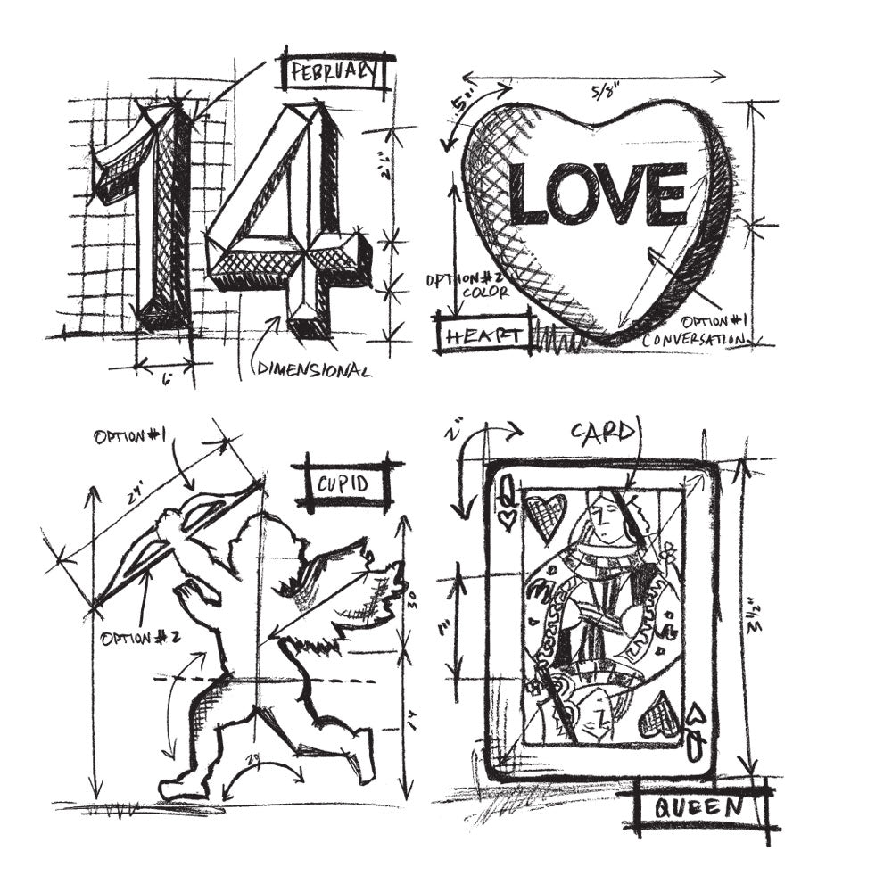 Tim Holtz Cling Rubber Stamps VALENTINE BLUEPRINTS cms143