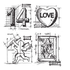 Tim Holtz Cling Rubber Stamps VALENTINE BLUEPRINTS cms143