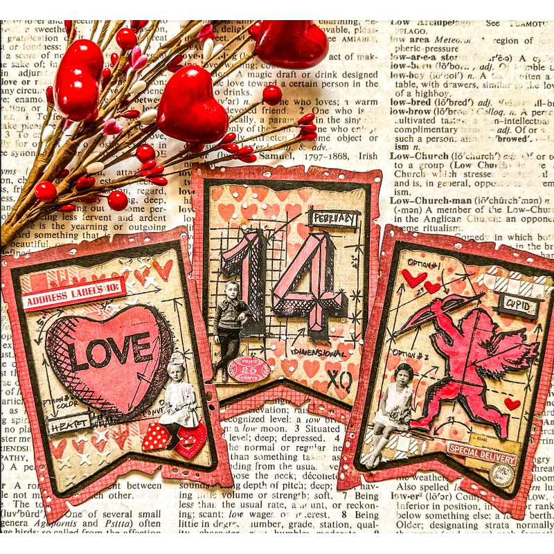 Tim Holtz Cling Rubber Stamps VALENTINE BLUEPRINTS cms143 valentines
