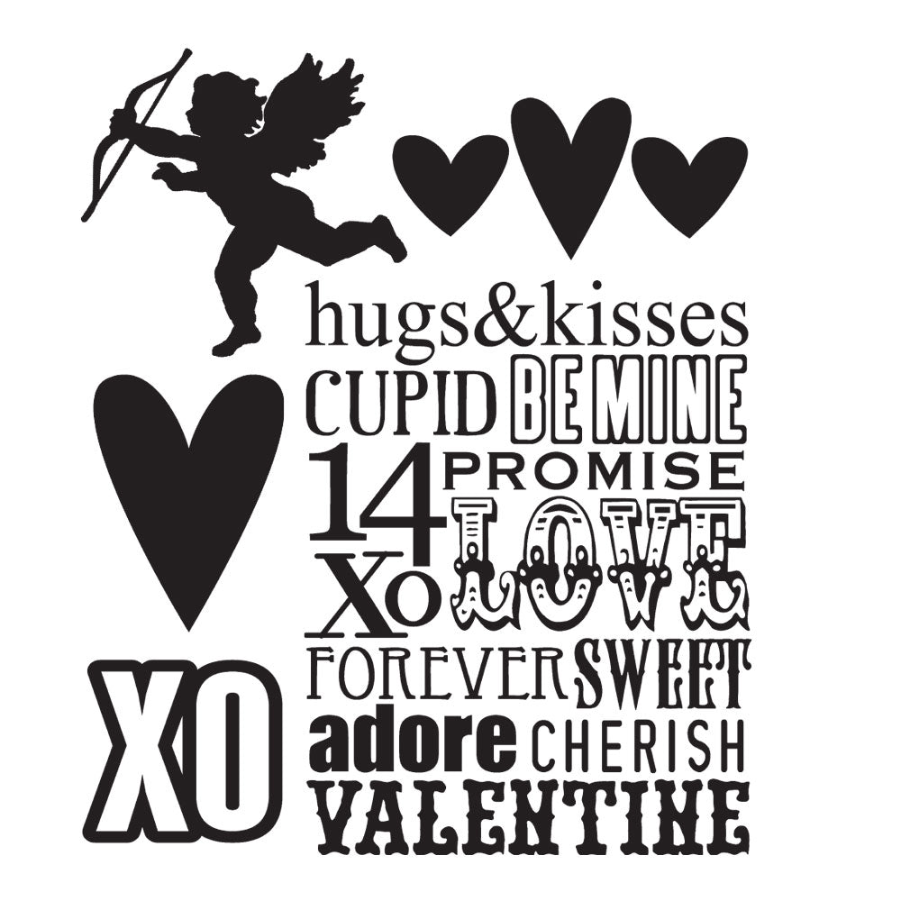 Tim Holtz Cling Rubber Stamps VALENTINE SILHOUETTES cms121