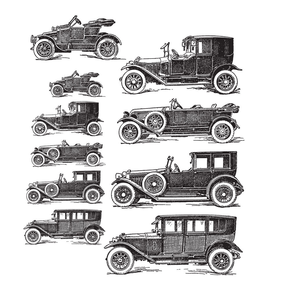 Tim Holtz Cling Rubber Stamps VINTAGE AUTO CMS265