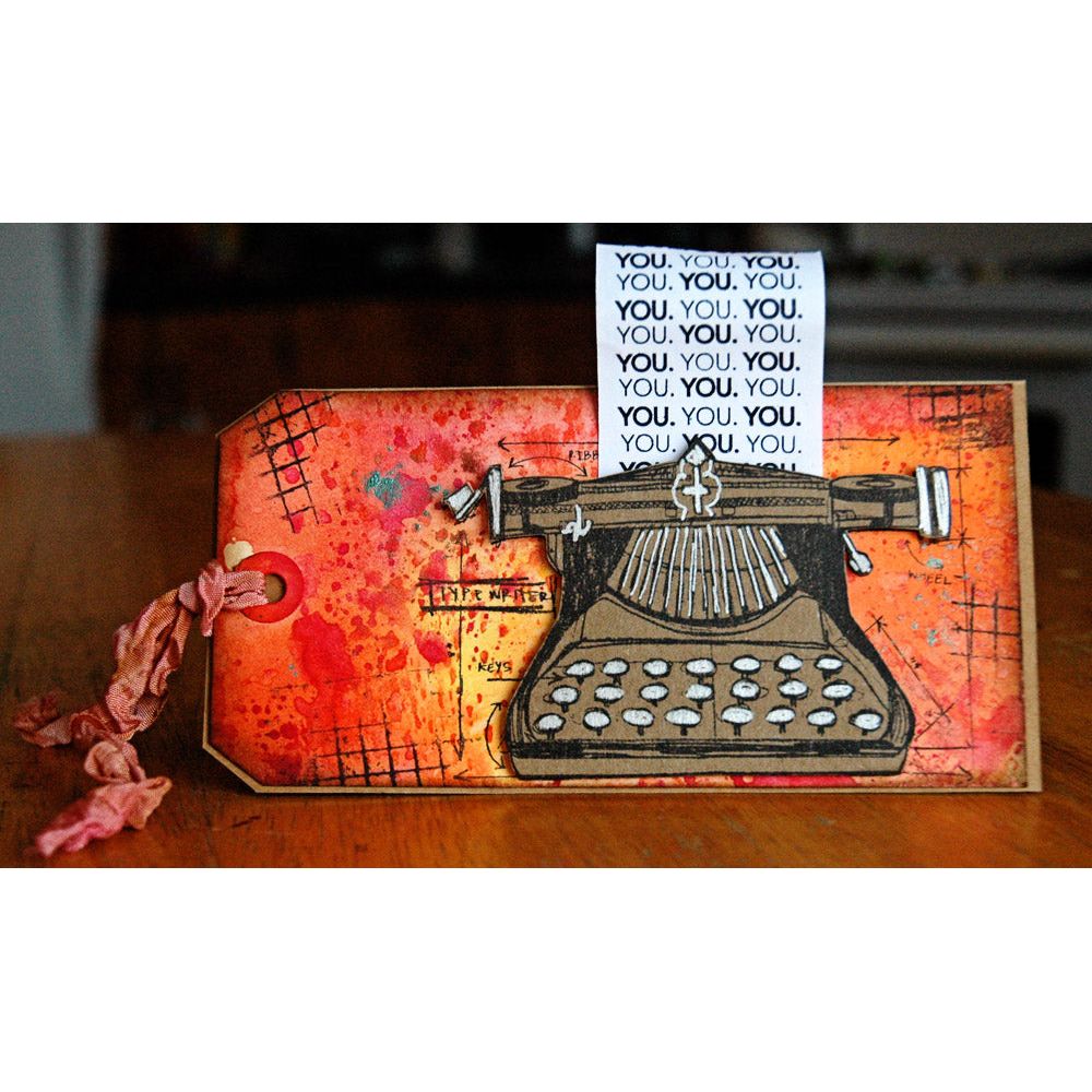 Tim Holtz Cling Rubber Stamps VINTAGE THINGS BLUEPRINT CMS152 typewriter