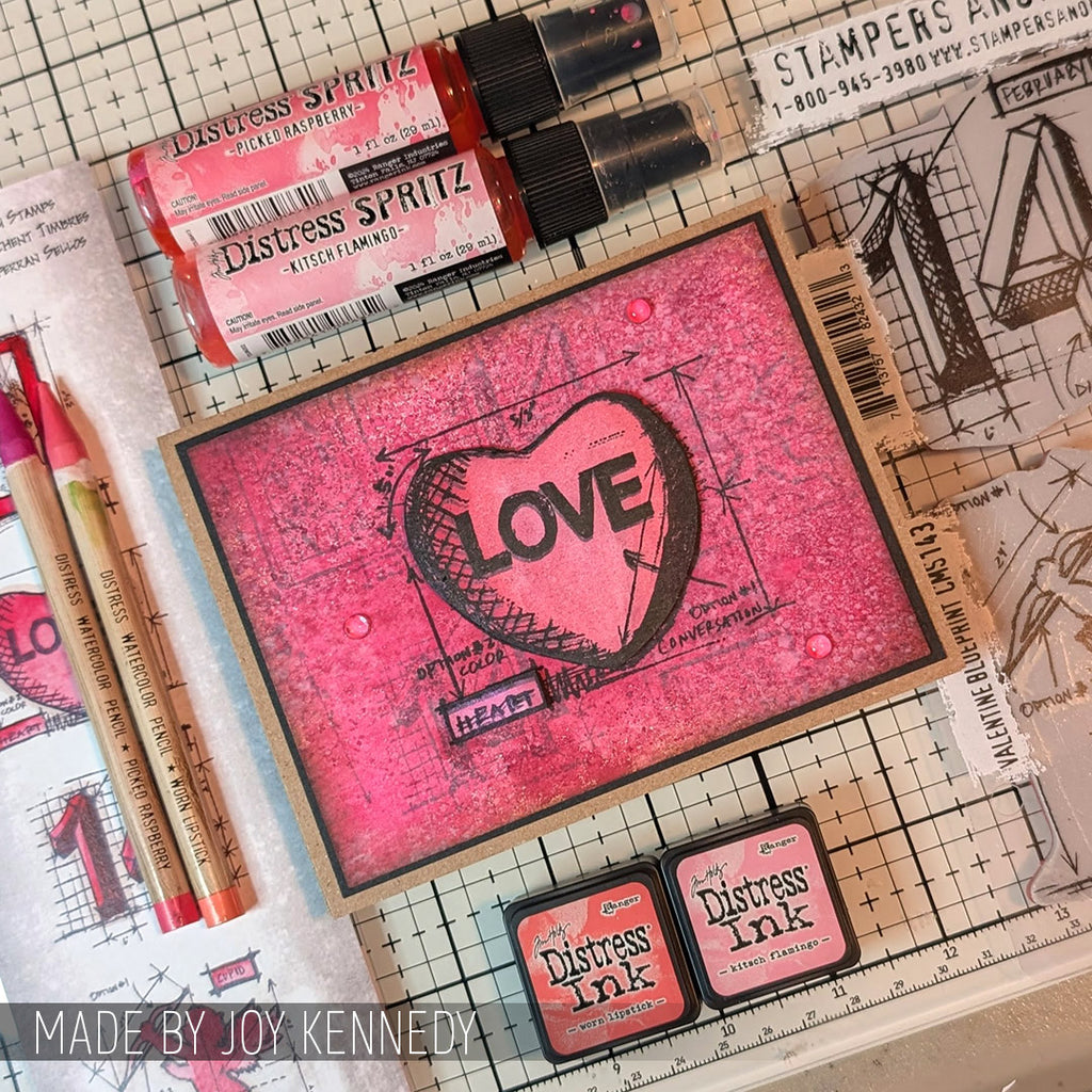 Tim Holtz Cling Rubber Stamps Valentine Blueprints cms143 love