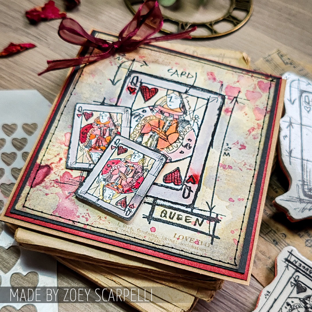 Tim Holtz Cling Rubber Stamps Valentine Blueprints cms143 queen of hearts