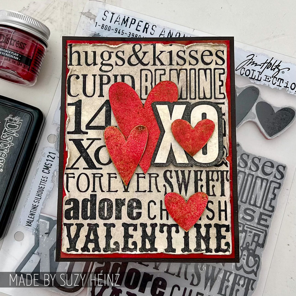 Tim Holtz Cling Rubber Stamps Valentine Silhouettes cms121 kisses