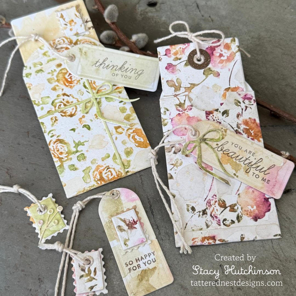Tim Holtz Cling Rubber Stamps Vines and Roses CMS298 watercolor flowers tags stacy hutchinson