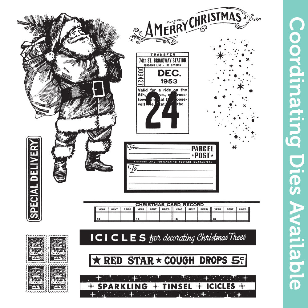 Tim Holtz Cling Rubber Stamps Vintage Holidays cms423