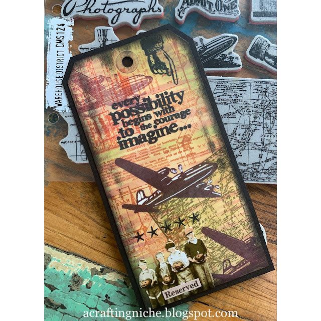 Tim Holtz Cling Rubber Stamps WAREHOUSE DISTRICT CMS124 airplane