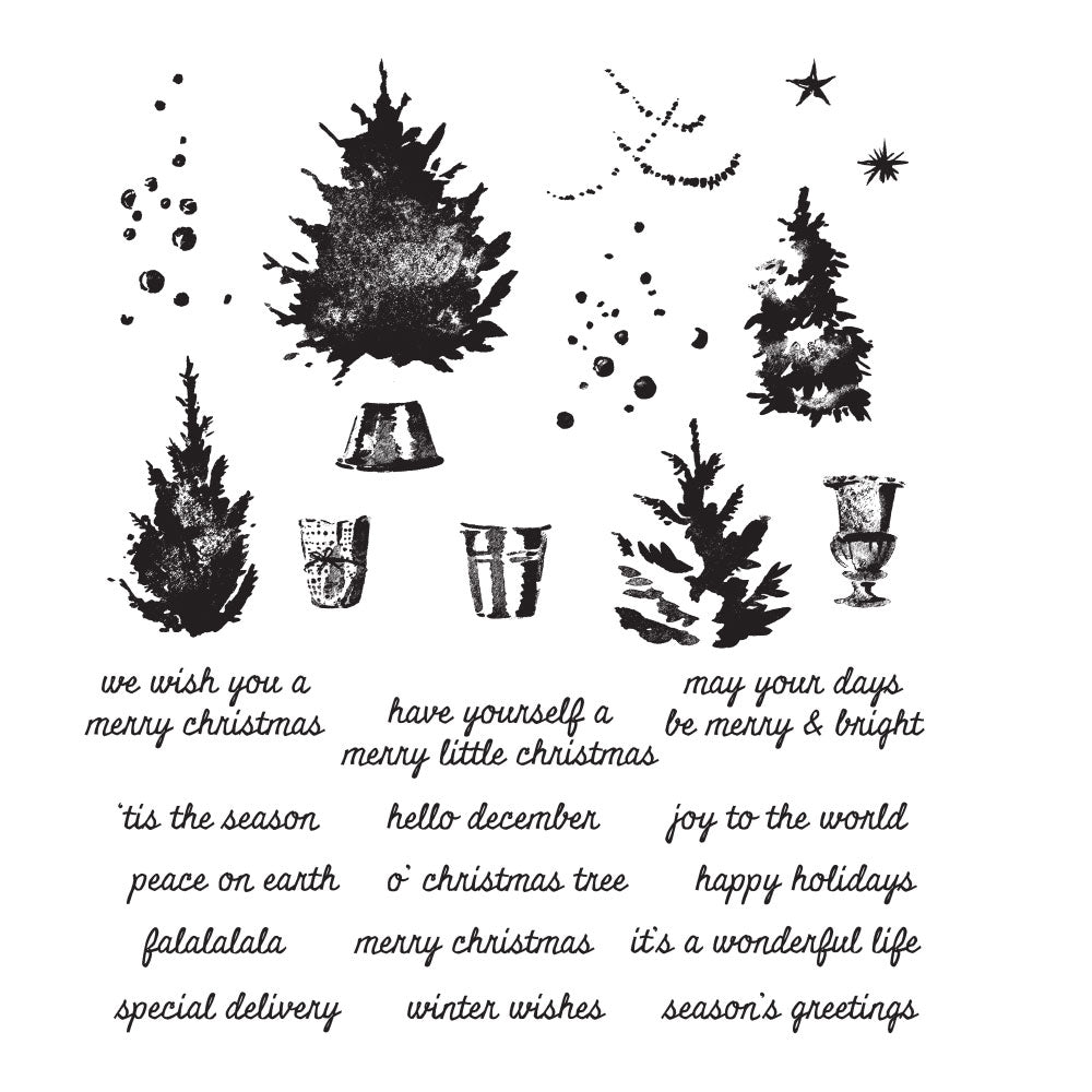 Tim Holtz Cling Rubber Stamps WATERCOLOR TREES CMS317
