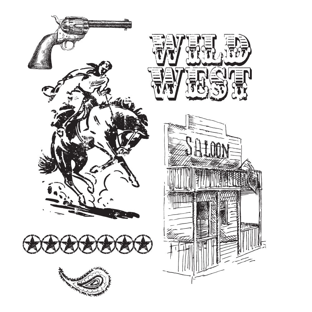 Tim Holtz Cling Rubber Stamps WILD WEST CMS109