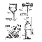 Tim Holtz Cling Rubber Stamps WINE BLUEPRINTS CMS333