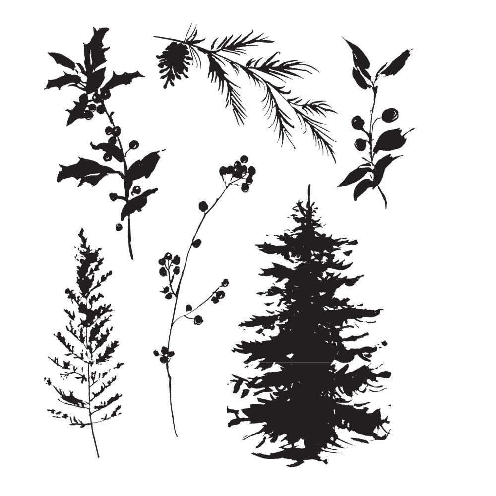 Tim Holtz Cling Rubber Stamps WINTER WATERCOLOR 2 CMS443
