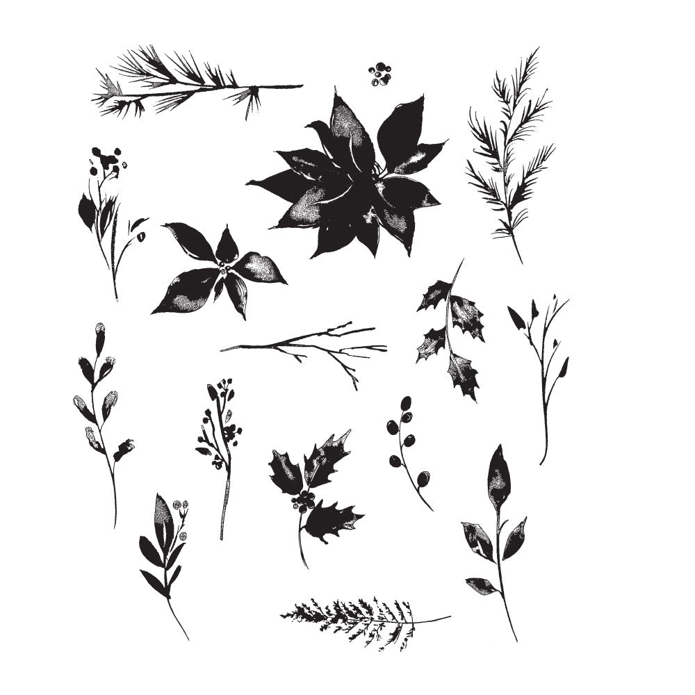 Tim Holtz Cling Rubber Stamps WINTER WATERCOLOR CMS354