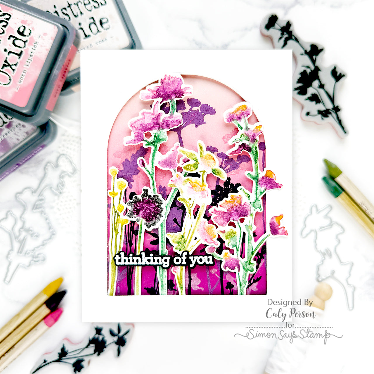 Tim Holtz Cling Rubber Stamps Wildflowers cms253 purple