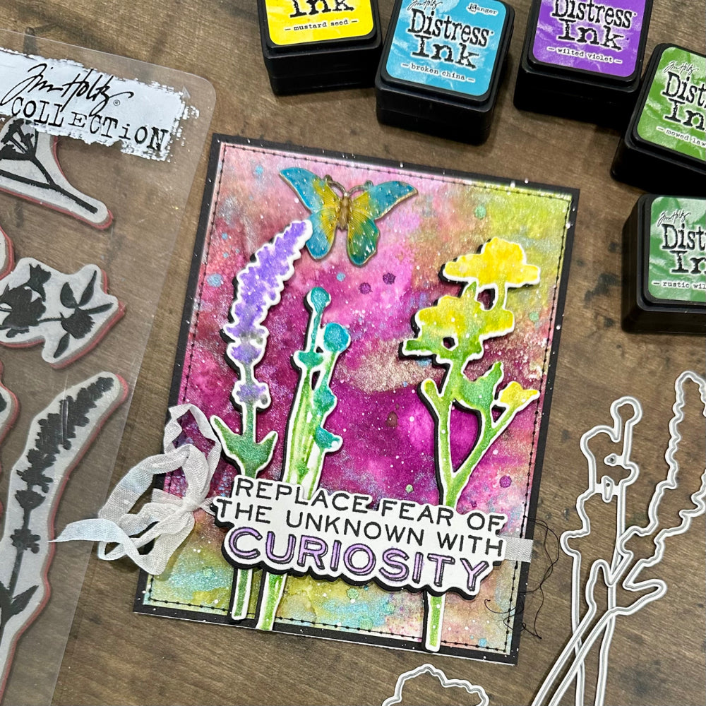 Tim Holtz Cling Rubber Stamps Wildflowers cms253 watercolor