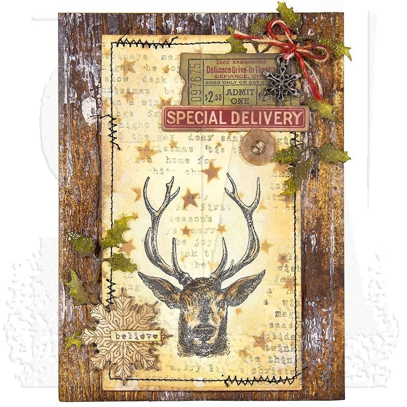 Tim Holtz Cling Rubber Stamps YULETIDE CMS356 special delivery