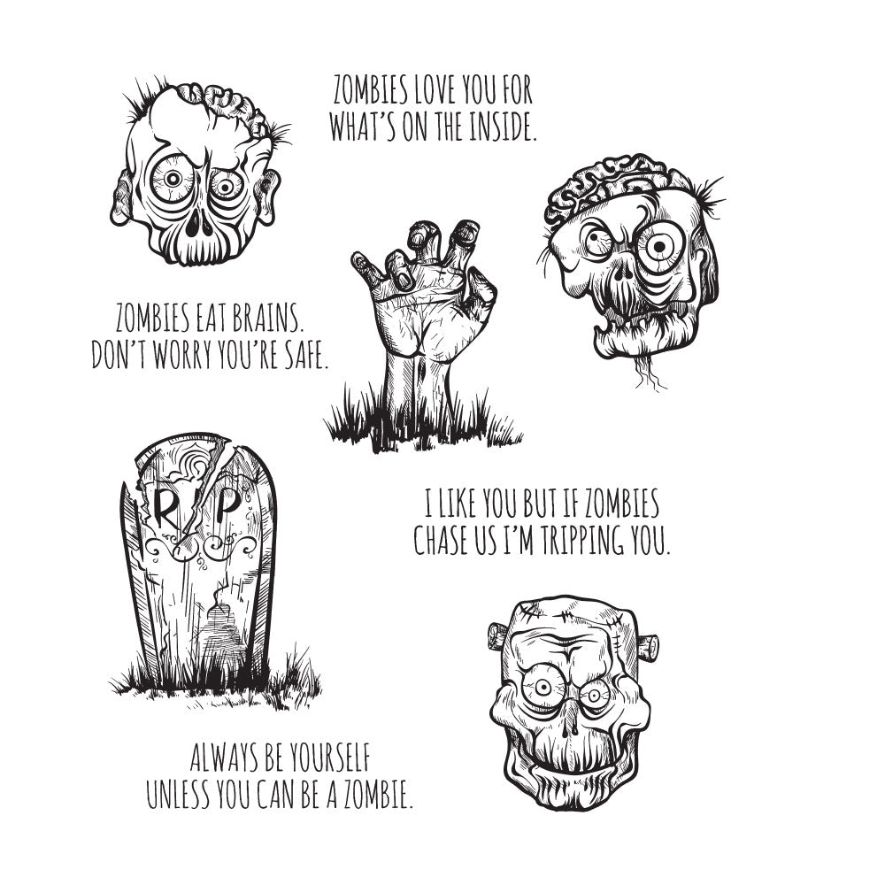 Tim Holtz Cling Rubber Stamps ZOMBIES CMS350