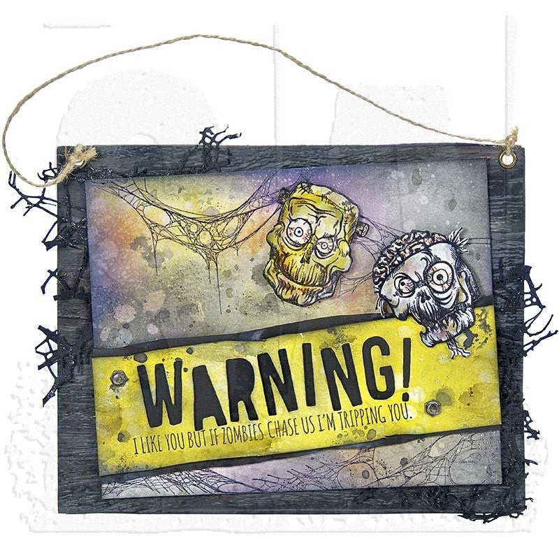 Tim Holtz Cling Rubber Stamps ZOMBIES CMS350 warning