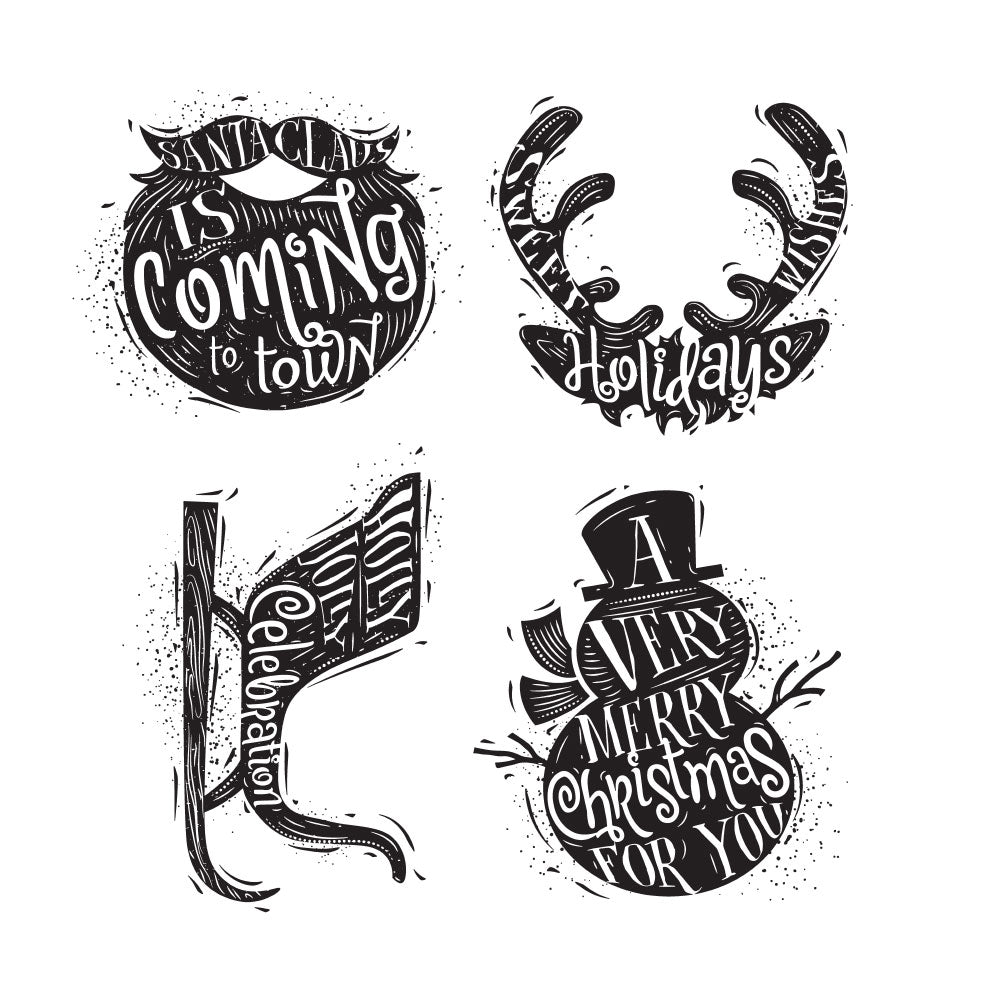 Tim Holtz Cling Rubber stamps CARVED CHRISTMAS 3 CMS315
