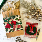 Tim Holtz Department Store Stamps with Simon Says Stamp Dies Bundle setds26 Emily Midgett Vintage Christmas Gift Bag and Card