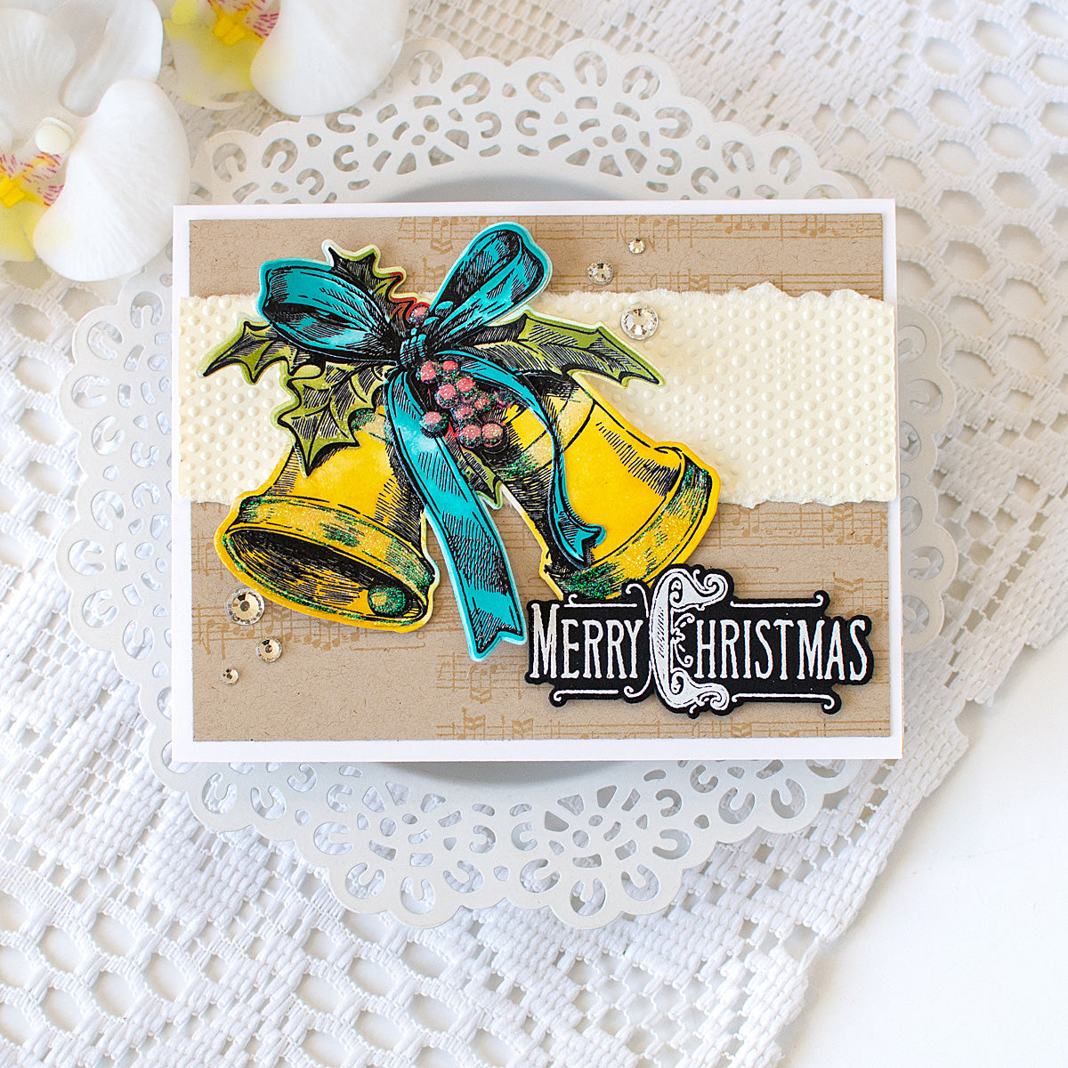 Tim Holtz Department Store Stamps with Simon Says Stamp Dies Bundle setds26 Heather Hoffman Vintage Christmas Card