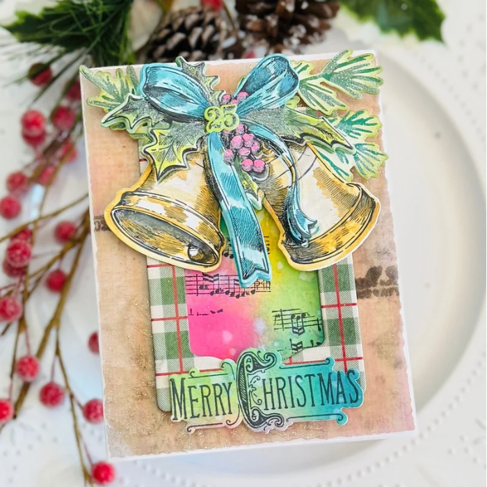 Tim Holtz Department Store Stamps with Simon Says Stamp Dies Bundle setds26 Kailash Naidoo Vintage Christmas Card
