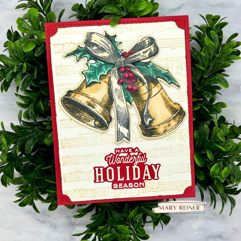 Tim Holtz Department Store Stamps with Simon Says Stamp Dies Bundle setds26 Mary Reiner Vintage Christmas Card