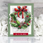 Tim Holtz Department Store Stamps with Simon Says Stamp Dies Bundle setds26 Rachel Alvarado Vintage Christmas Card with Wreath