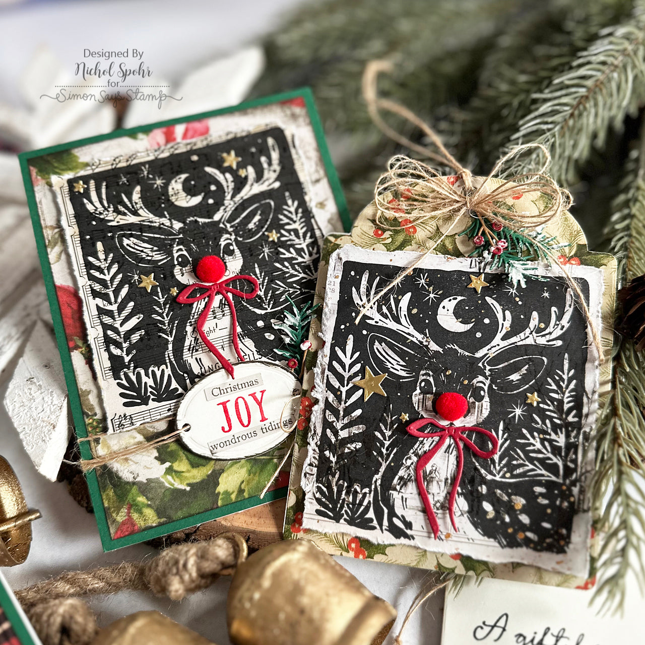 Tim Holtz Detailer Water Brush Ranger Watercoloring TIP33080 Christmas Cards and Matching Tags | color-code:ALT16