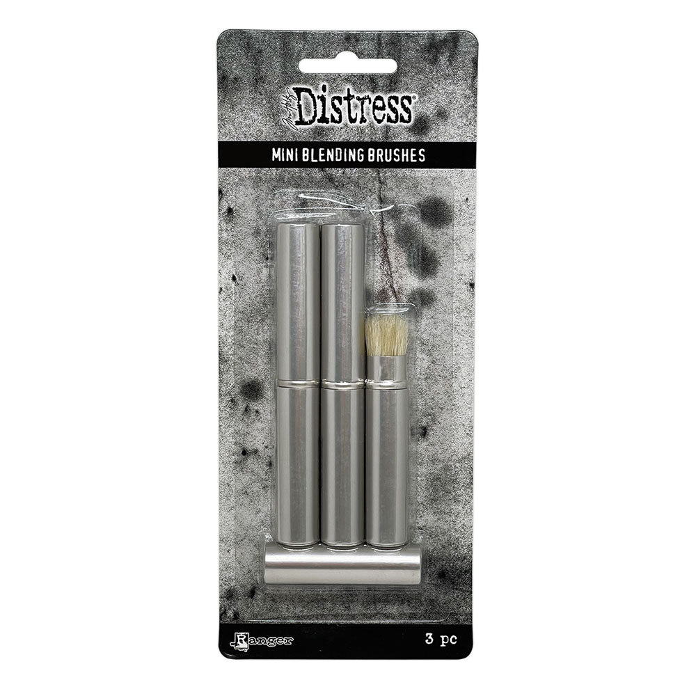 Tim Holtz Distress 12 Mini Blending Brushes And Storage Tin Bundle TDA89858