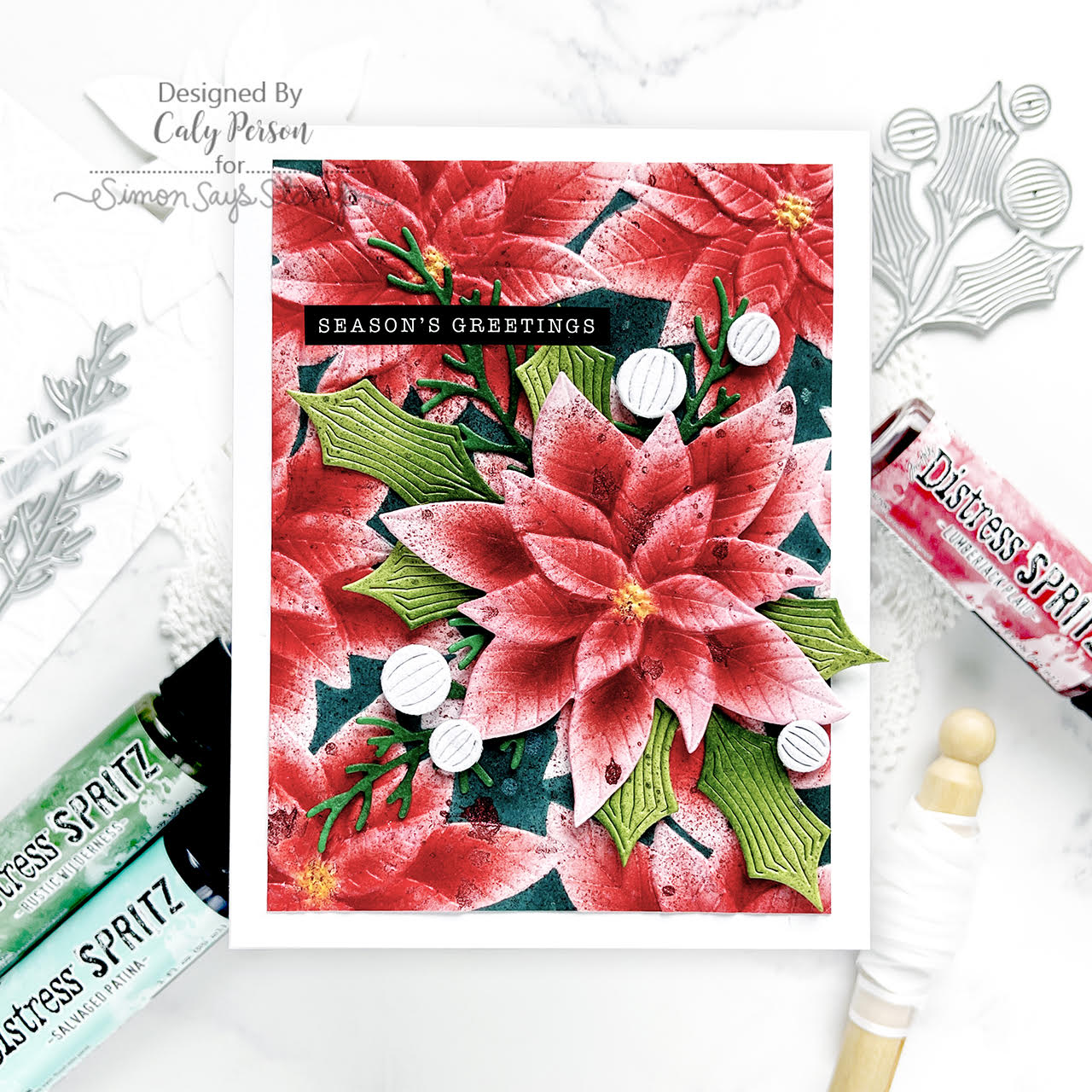 Tim Holtz Distress 12 Spritz Bundle 3 Season's Greetings Card