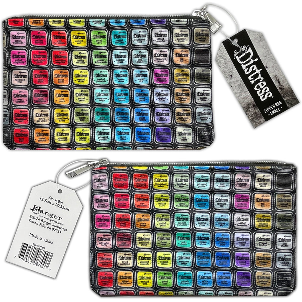 Tim Holtz Distress 4.25x5.5 Watercolor Cardstock And 5x8 Zipper Bag Bundle Zip Pouch Front and Back