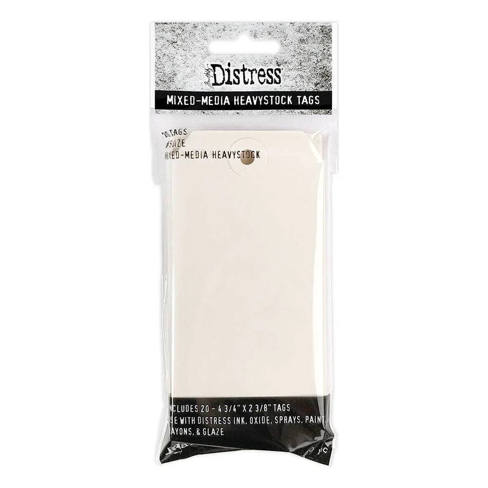 Tim Holtz Distress 4.25x5.5 Watercolor Cardstock Heavystock Tags And 5x8 Zipper Bag Bundle mixed media tags