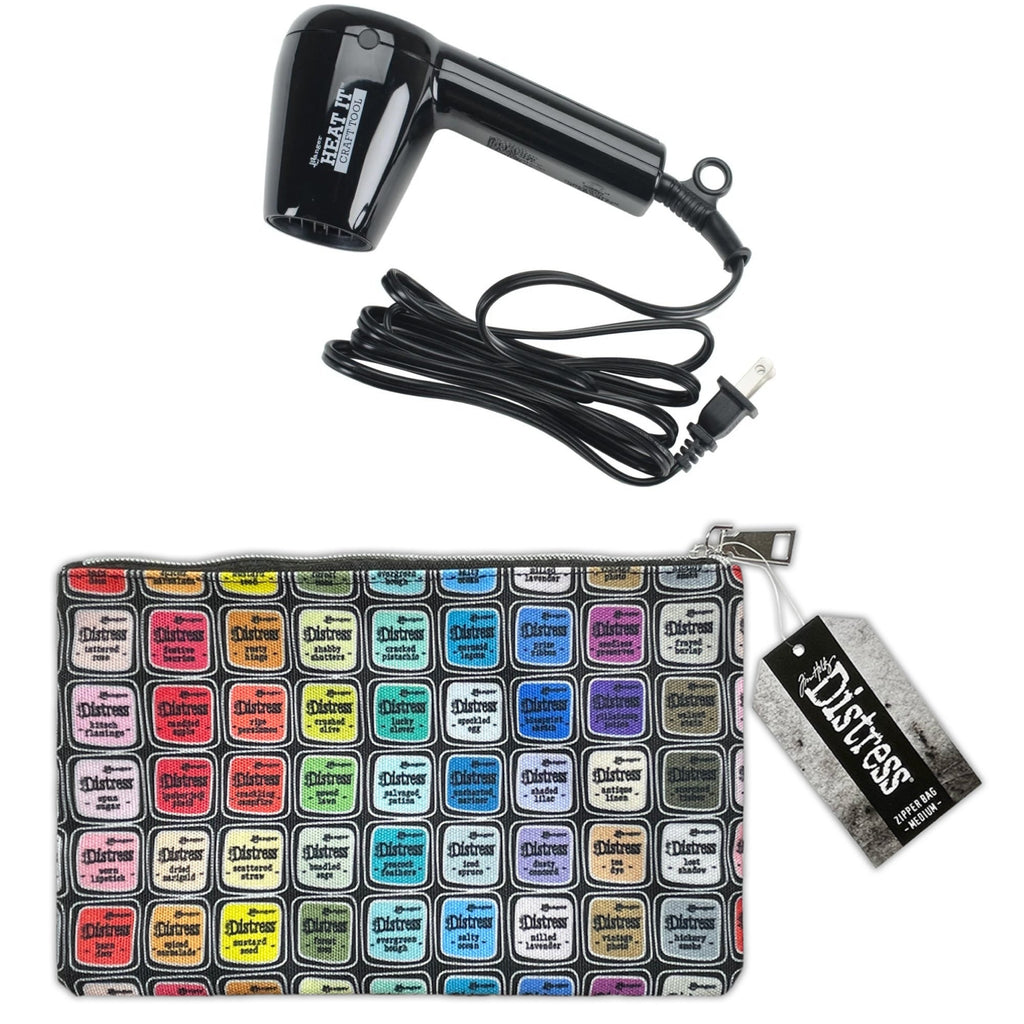 Tim Holtz Distress 6 x 10 Zipper Bag And US Heat It Craft Tool Bundle