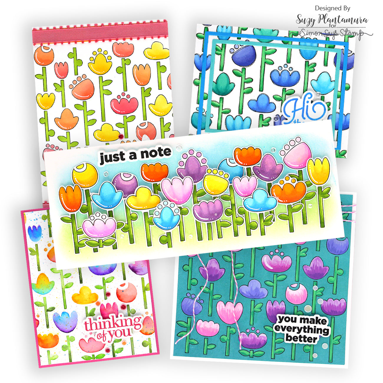 Tim Holtz Distress 8.5 x 11 Watercolor Cardstock Ranger TDA53927 Folk Flowers Cards | color-code:ALT12