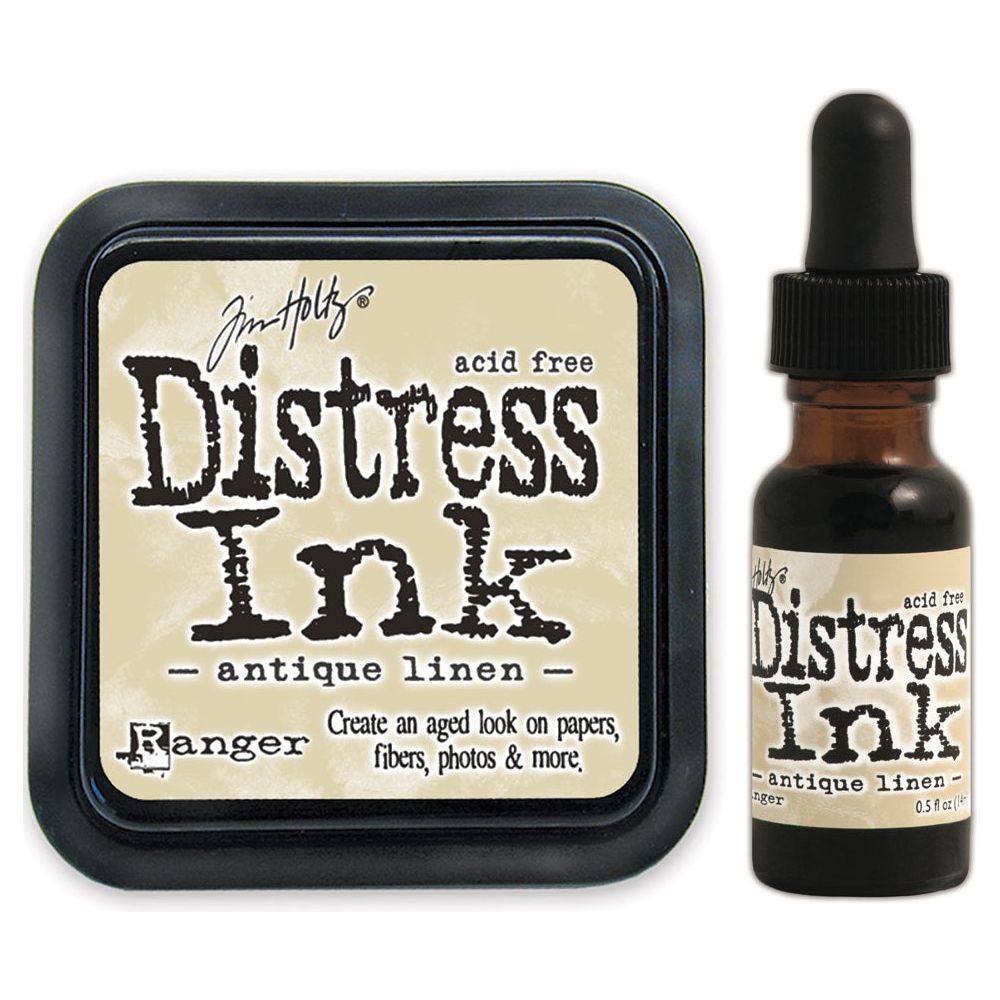 Tim Holtz Distress Antique Linen Ink Pad And Reinker Bundle Ranger