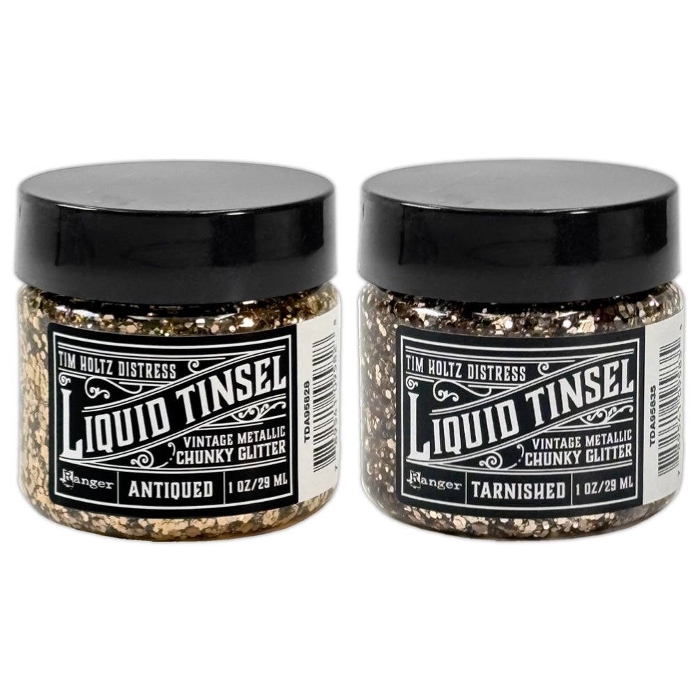 Tim Holtz Distress Antiqued And Tarnished Liquid Tinsel Chunky Bundle