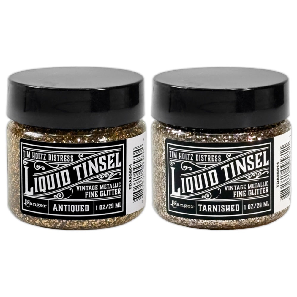 Tim Holtz Distress Antiqued And Tarnished Liquid Tinsel Fine Bundle