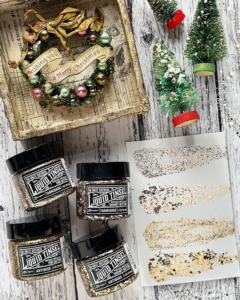 Tim Holtz Distress Antiqued Liquid Tinsel Fine 1oz tda95804 Vintage Christmas Projects | color-code:ALT01